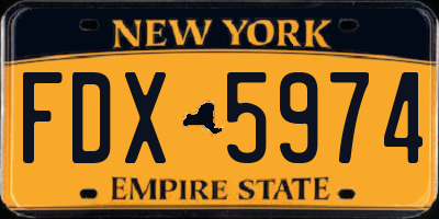 NY license plate FDX5974