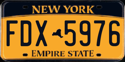NY license plate FDX5976