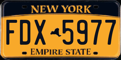 NY license plate FDX5977