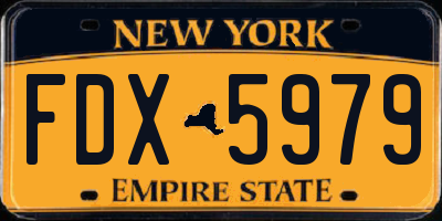 NY license plate FDX5979