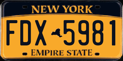 NY license plate FDX5981