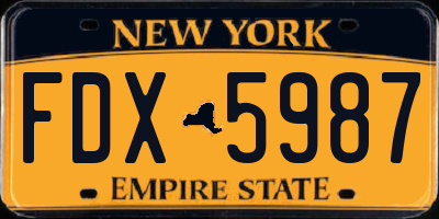 NY license plate FDX5987
