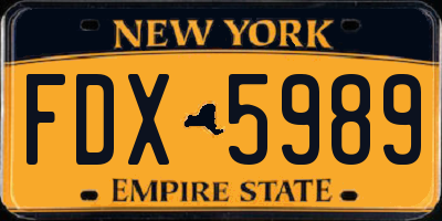 NY license plate FDX5989
