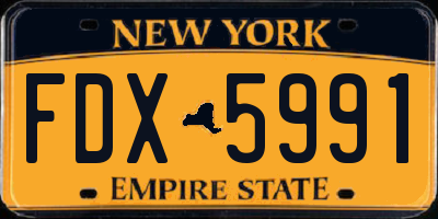NY license plate FDX5991