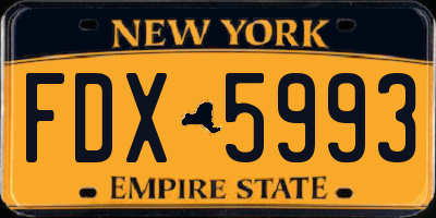 NY license plate FDX5993