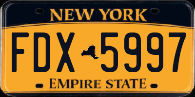 NY license plate FDX5997