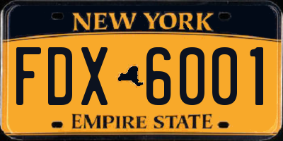 NY license plate FDX6001