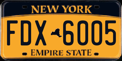 NY license plate FDX6005