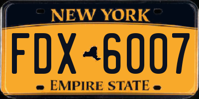 NY license plate FDX6007