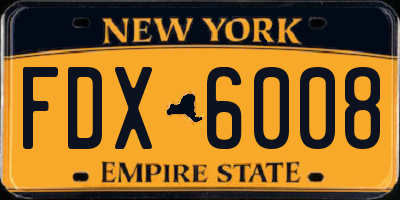NY license plate FDX6008