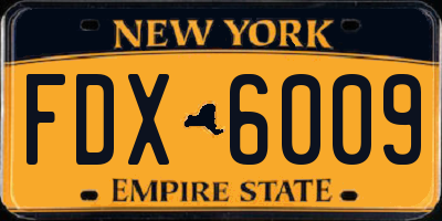 NY license plate FDX6009