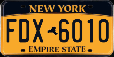 NY license plate FDX6010