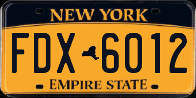 NY license plate FDX6012