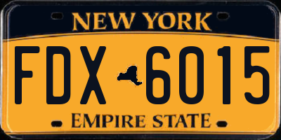 NY license plate FDX6015