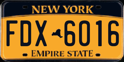 NY license plate FDX6016