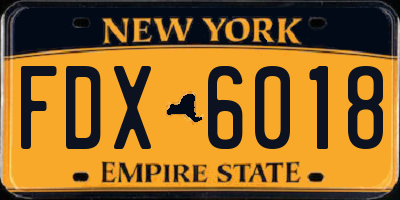 NY license plate FDX6018