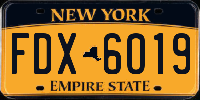 NY license plate FDX6019