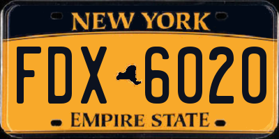 NY license plate FDX6020