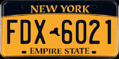 NY license plate FDX6021