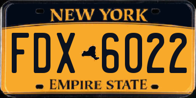 NY license plate FDX6022