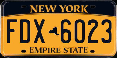 NY license plate FDX6023