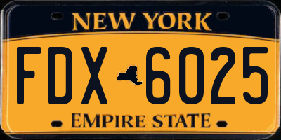 NY license plate FDX6025