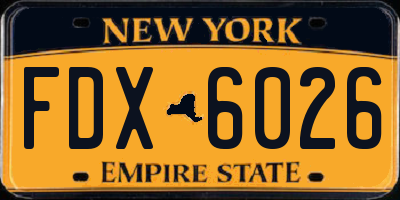 NY license plate FDX6026