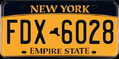 NY license plate FDX6028