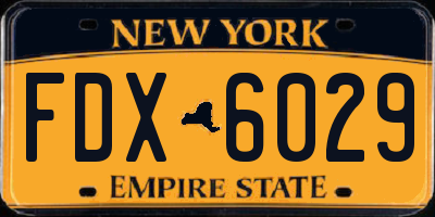 NY license plate FDX6029