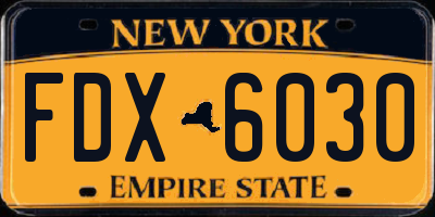 NY license plate FDX6030