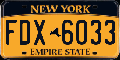 NY license plate FDX6033
