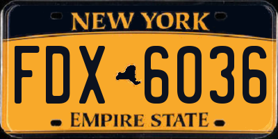 NY license plate FDX6036