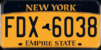 NY license plate FDX6038