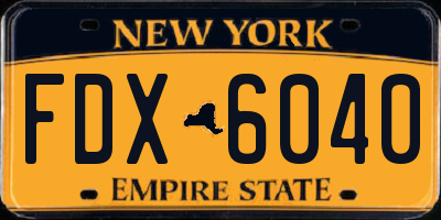 NY license plate FDX6040