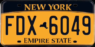 NY license plate FDX6049