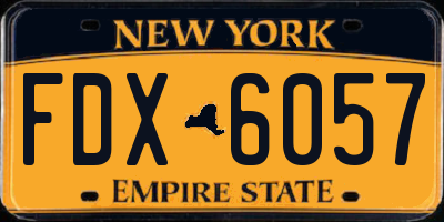 NY license plate FDX6057
