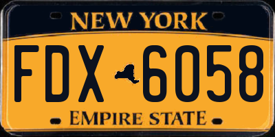 NY license plate FDX6058