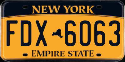 NY license plate FDX6063