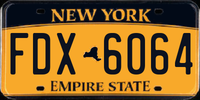 NY license plate FDX6064