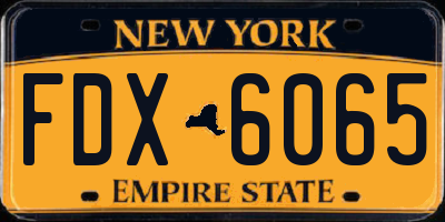 NY license plate FDX6065