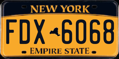 NY license plate FDX6068