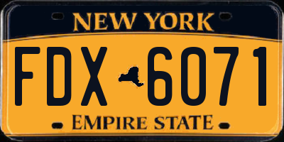 NY license plate FDX6071