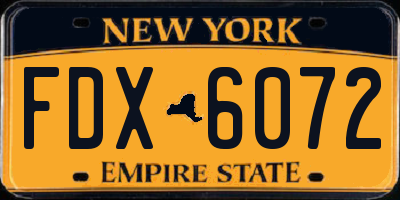 NY license plate FDX6072