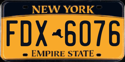 NY license plate FDX6076