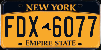 NY license plate FDX6077