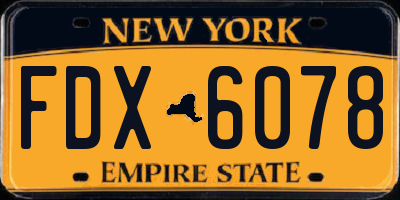 NY license plate FDX6078
