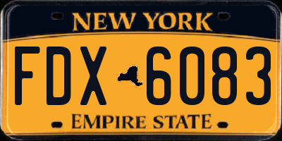 NY license plate FDX6083