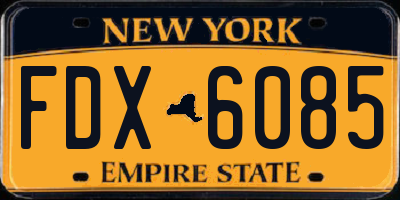 NY license plate FDX6085