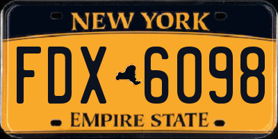 NY license plate FDX6098