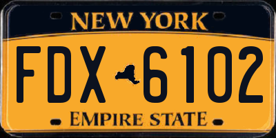 NY license plate FDX6102